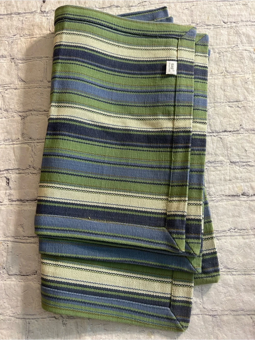 TAG (TRADE ASS.GROUP) CHICAGO 100% COTTON BLUE/GREEN/CREAM STRIPED PLACEMATS (4)